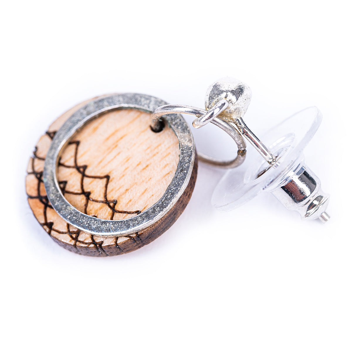 Cove reclaimed wood earrings detail