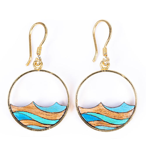 Ocean reclaimed wood earrings detail