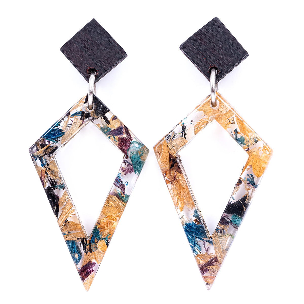 Prism geometric recycled skateboard earrings