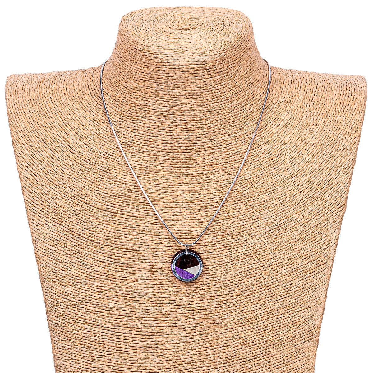 Contour Recycled Wood Silver Tone Necklace product view