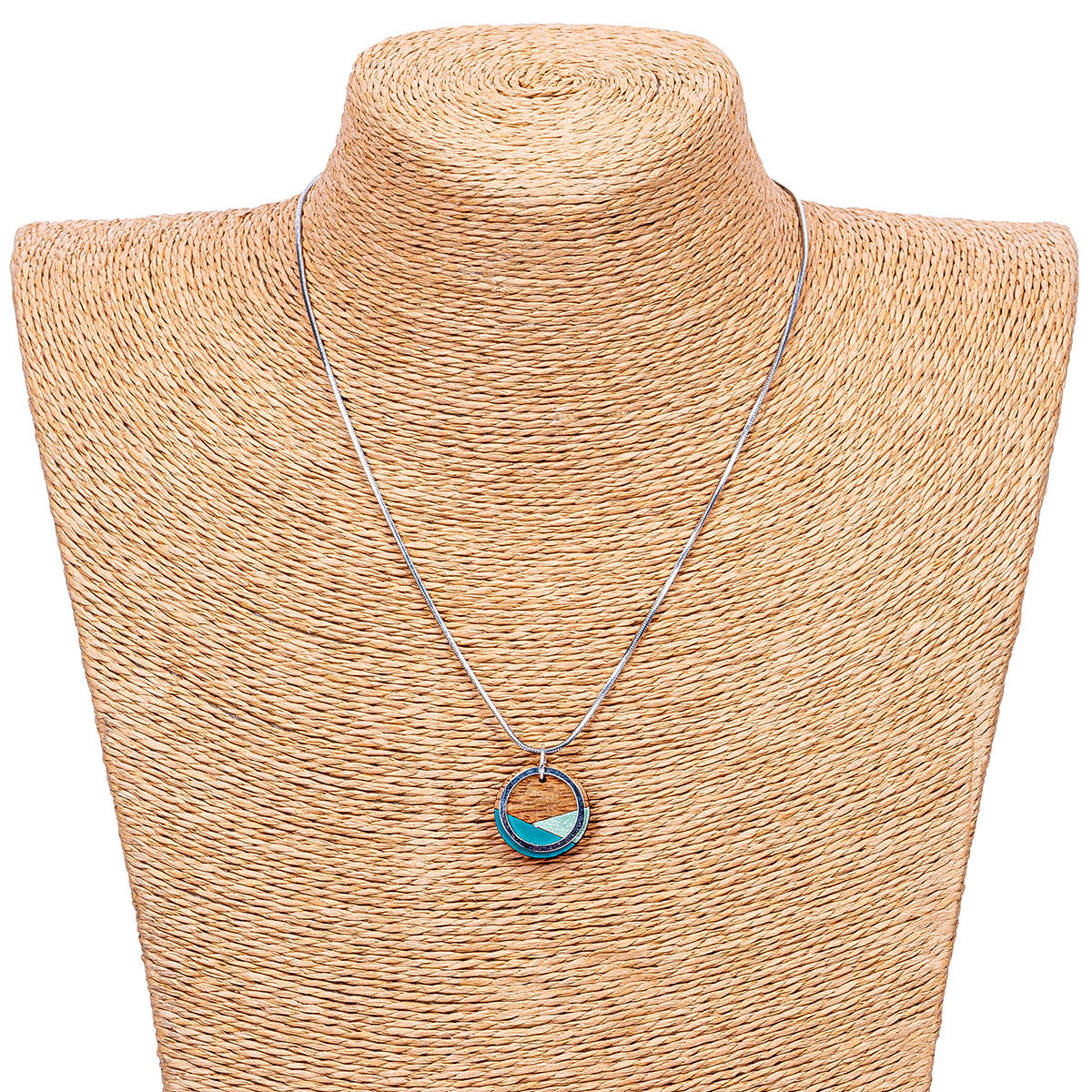 Contour Recycled Wood Silver Tone Necklace product view