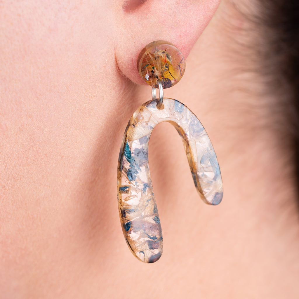 Aspen colourful U shaped resin earrings