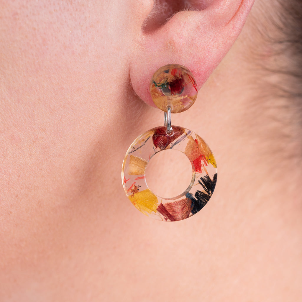 Donatello Recycled Skateboard Resin Hoop Earrings product view