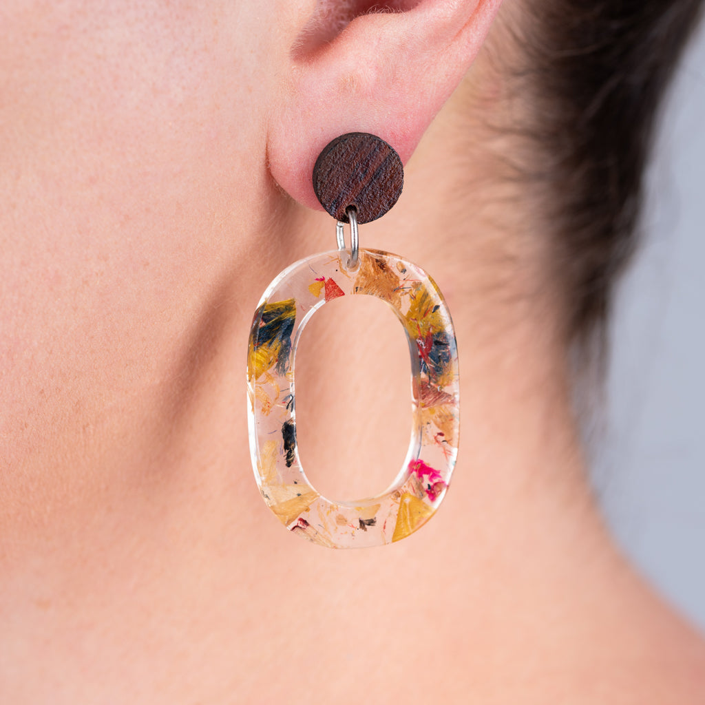 Opal Recycled Skateboard Resin Earrings