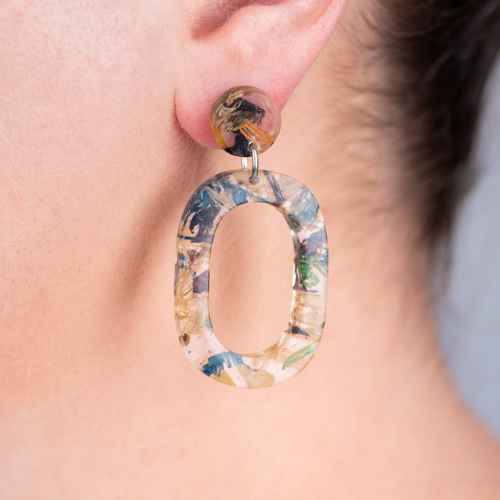 Opal Recycled Skateboard Resin Earrings