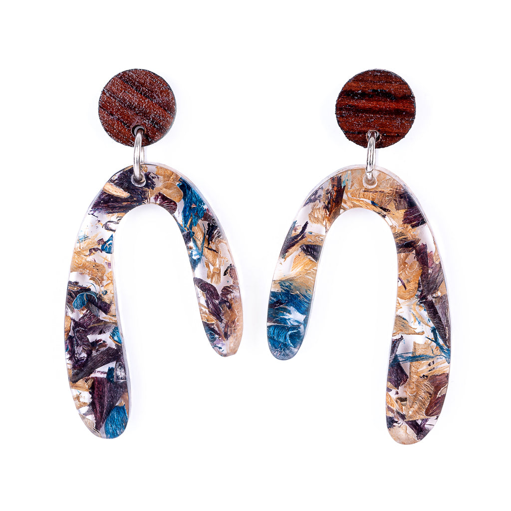 Aspen reclaimed skateboard and resin earrings