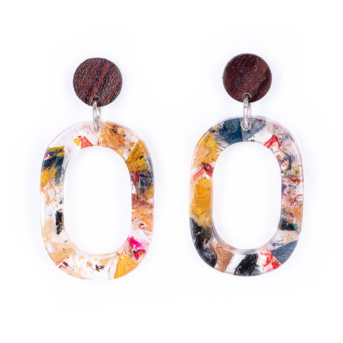 Opal Recycled Skateboard Resin Earrings