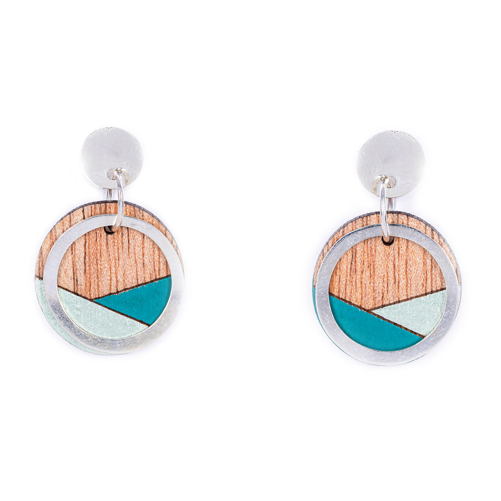 Contour recycled wood silver earrings detail