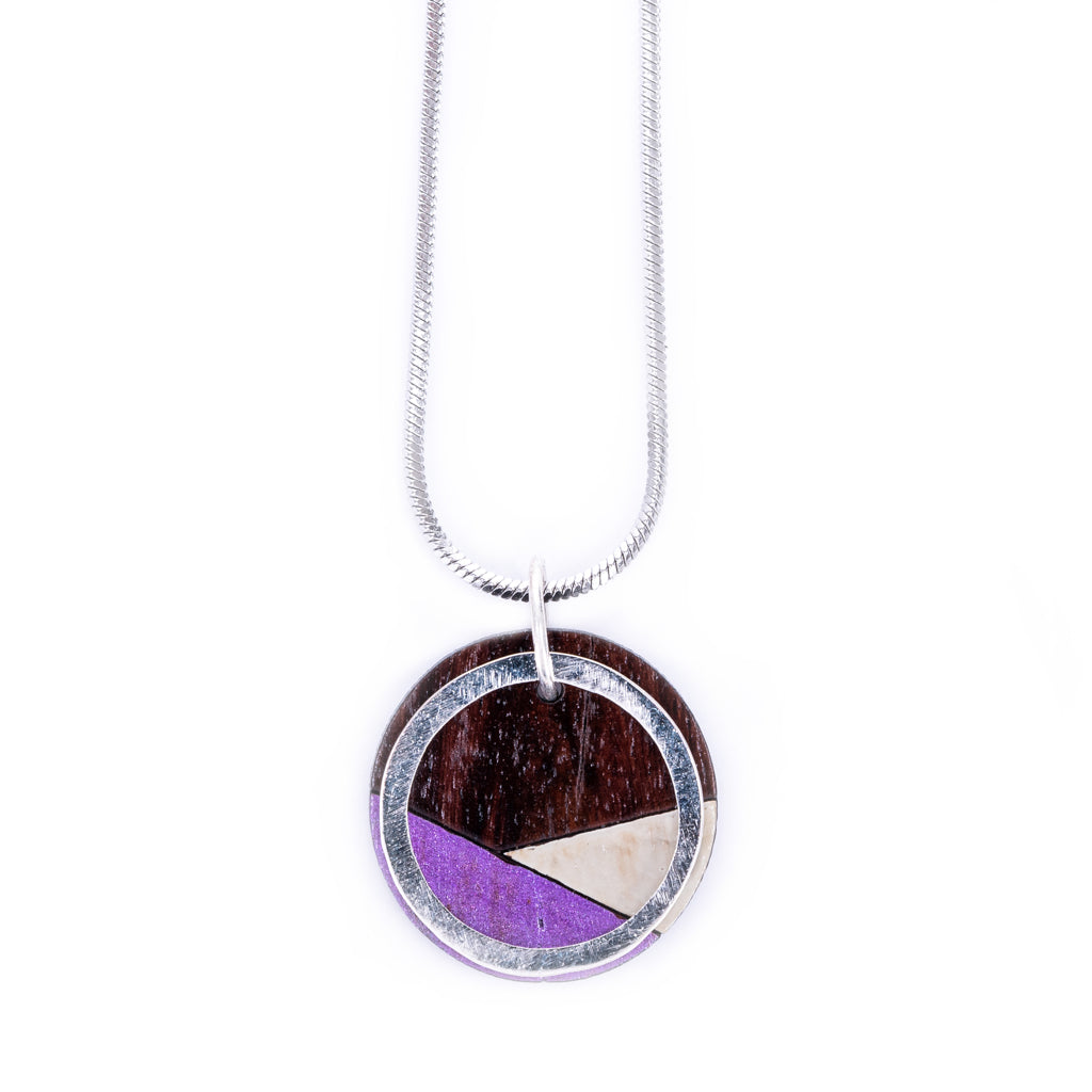 Contour Recycled Wood Silver Tone Necklace
