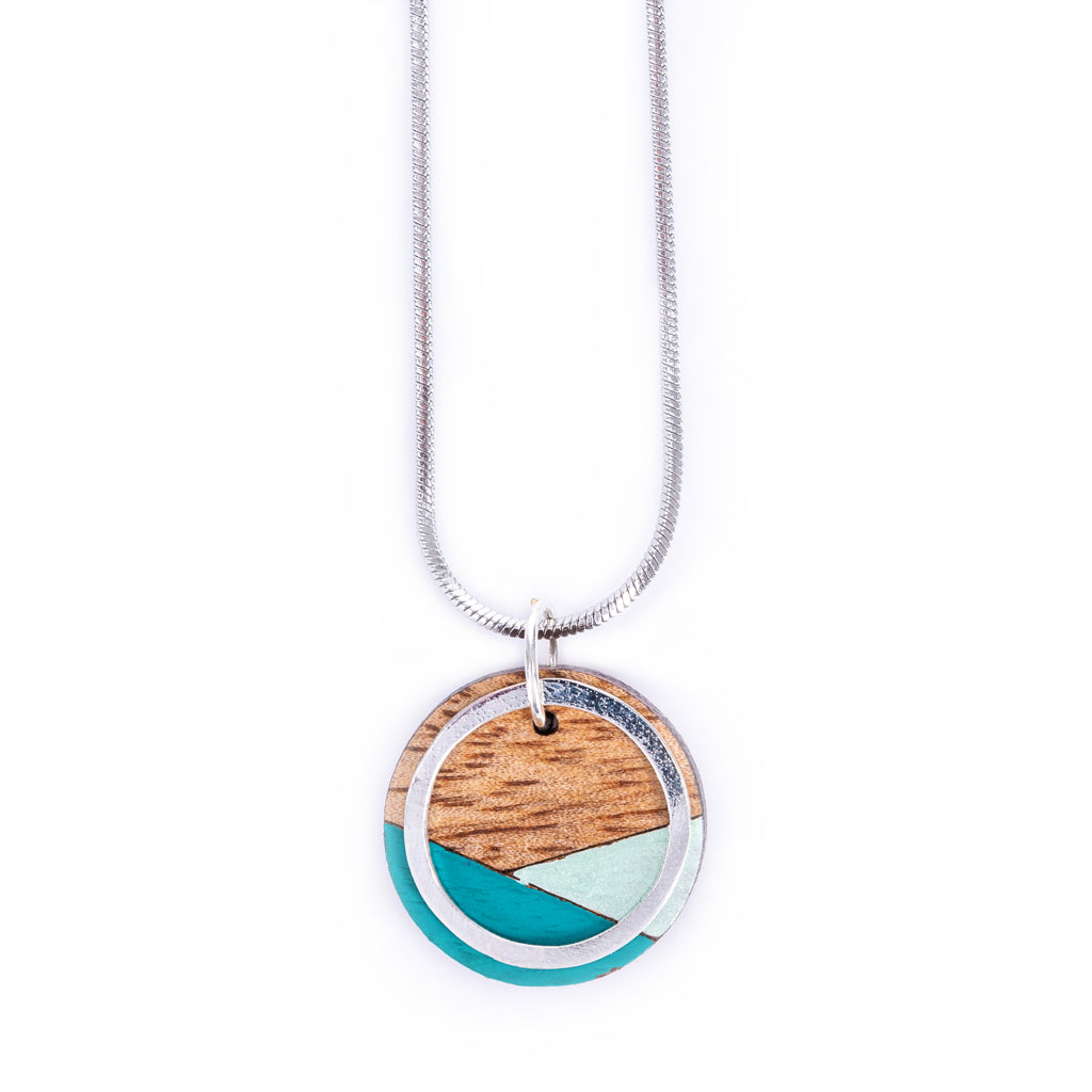 Contour Recycled Wood Silver Tone Necklace product view