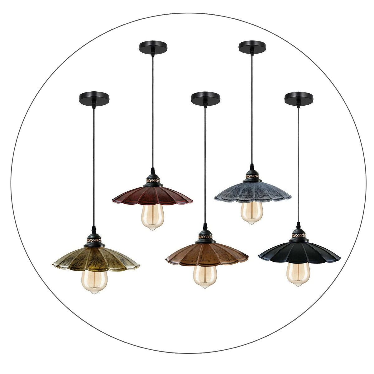 Wavy Shade Retro Metal Pendant Light