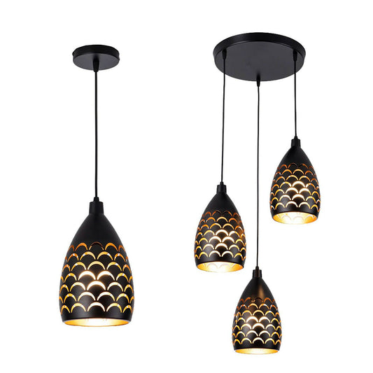 Pendant Cluster Light Fitting Lights Black Cage Style New