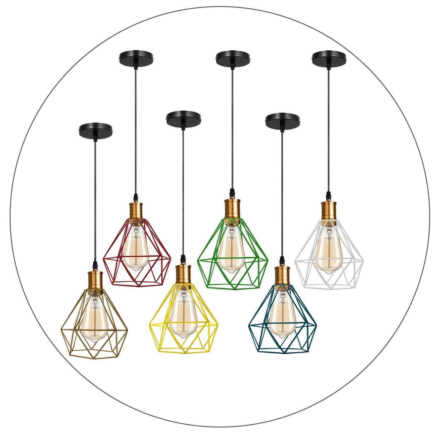 Modern Diamond Cage Pendant Light Fitting Geometric Wire Cage