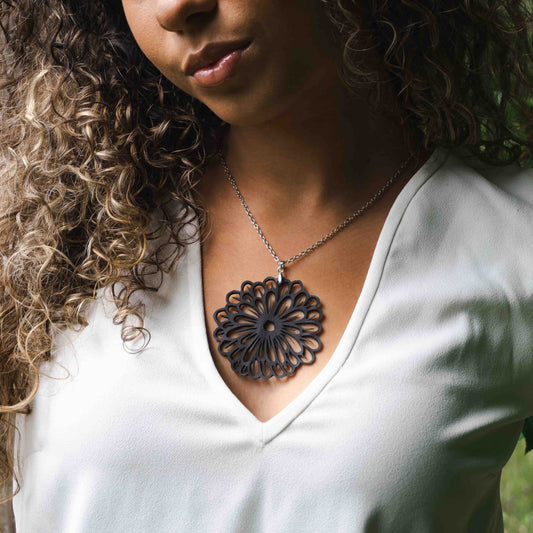 Pretty Peony Rubber Pendant Necklace