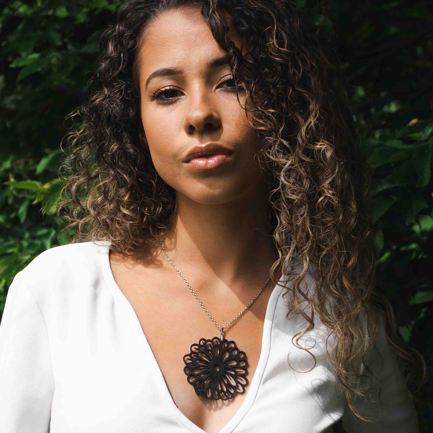Pretty Peony Rubber Pendant Necklace