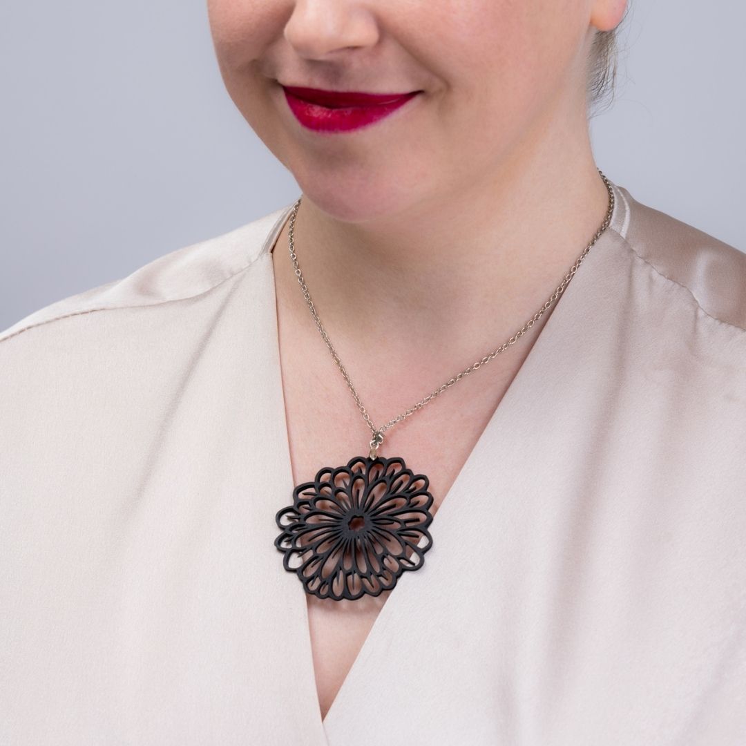 Pretty Peony Rubber Pendant Necklace
