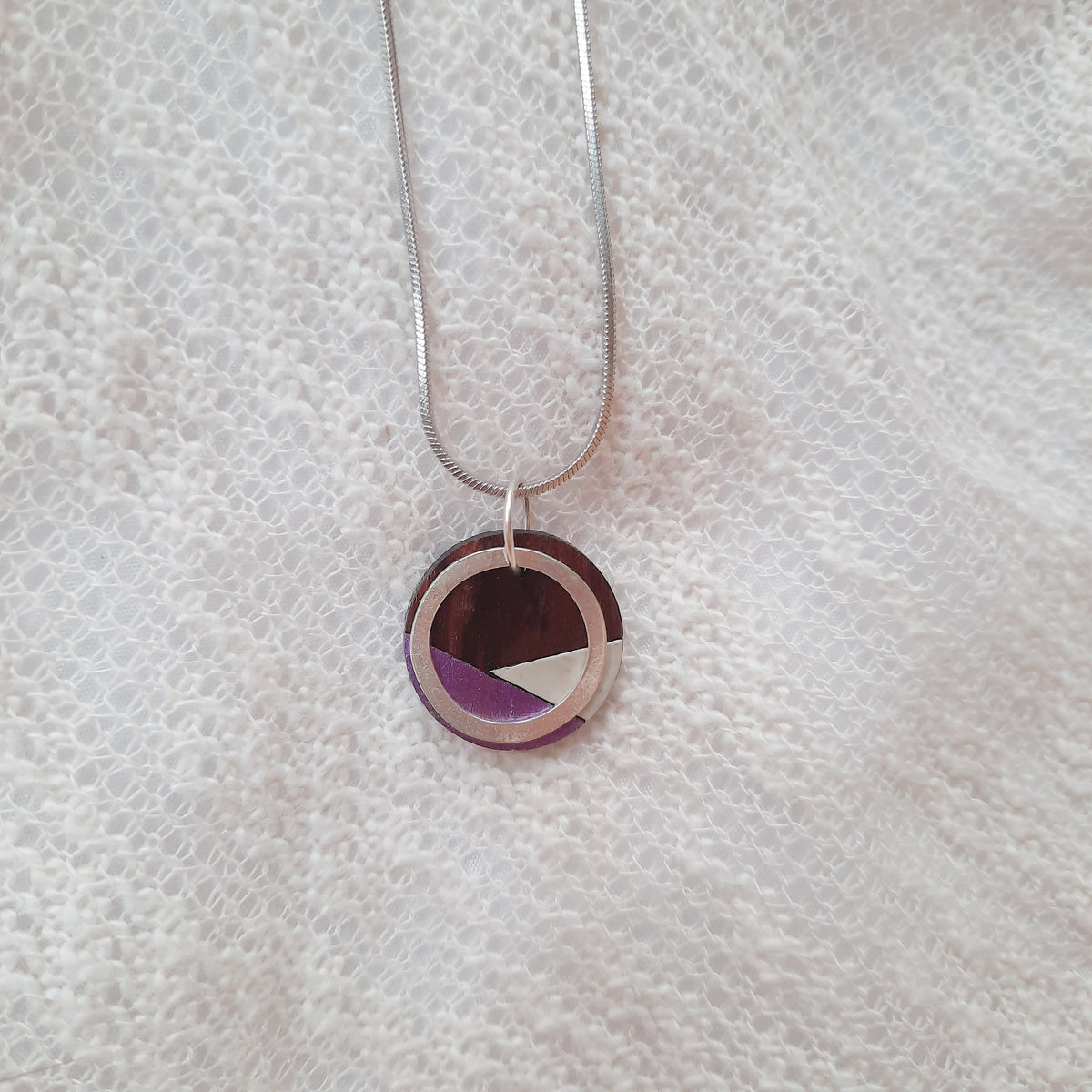 Contour Recycled Wood Silver Tone Necklace product view