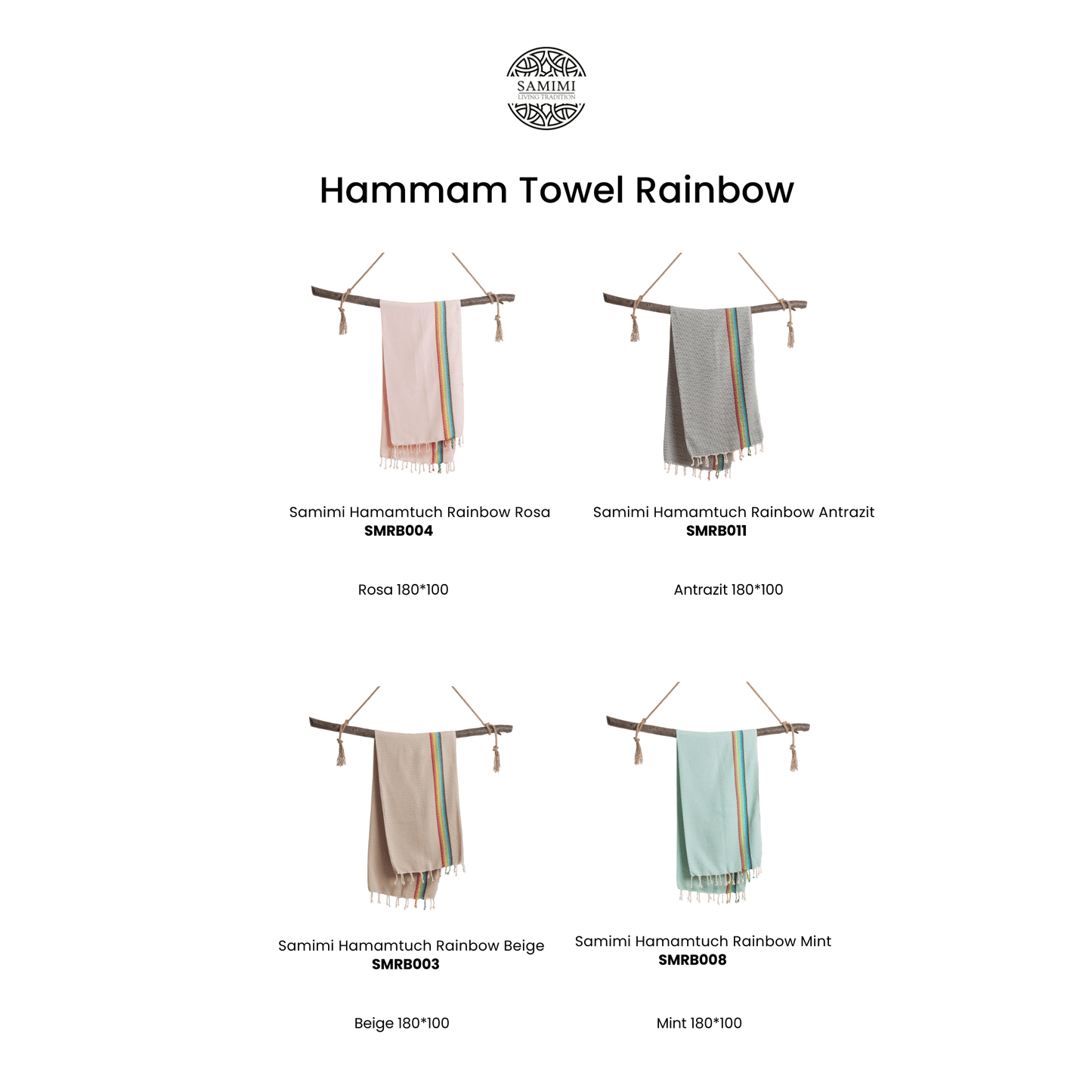 Beach Spa Turkish Hammam Towel Rainbow Mint