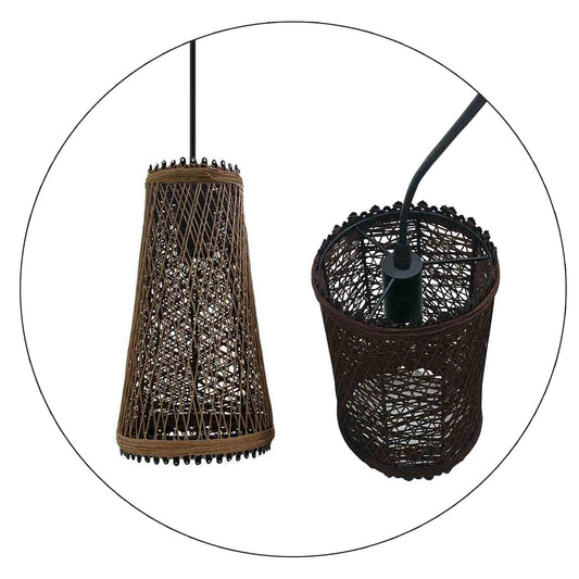 Modern Pendant Light Rattan Wicker Basket Ceiling Pendant Light