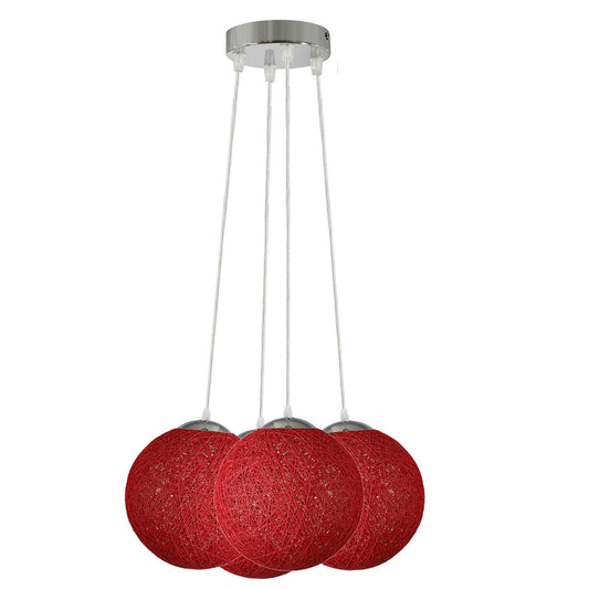 Pendant Lampshade Four Outlet Red Rattan Wicker Woven Ball Globe
