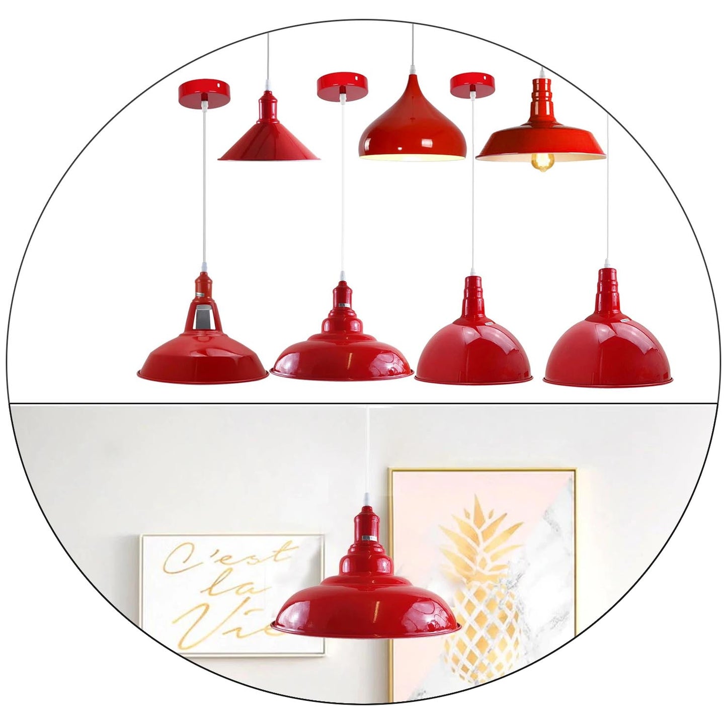 Red Retro Bedroom and Kitchen Pendant Light Shades