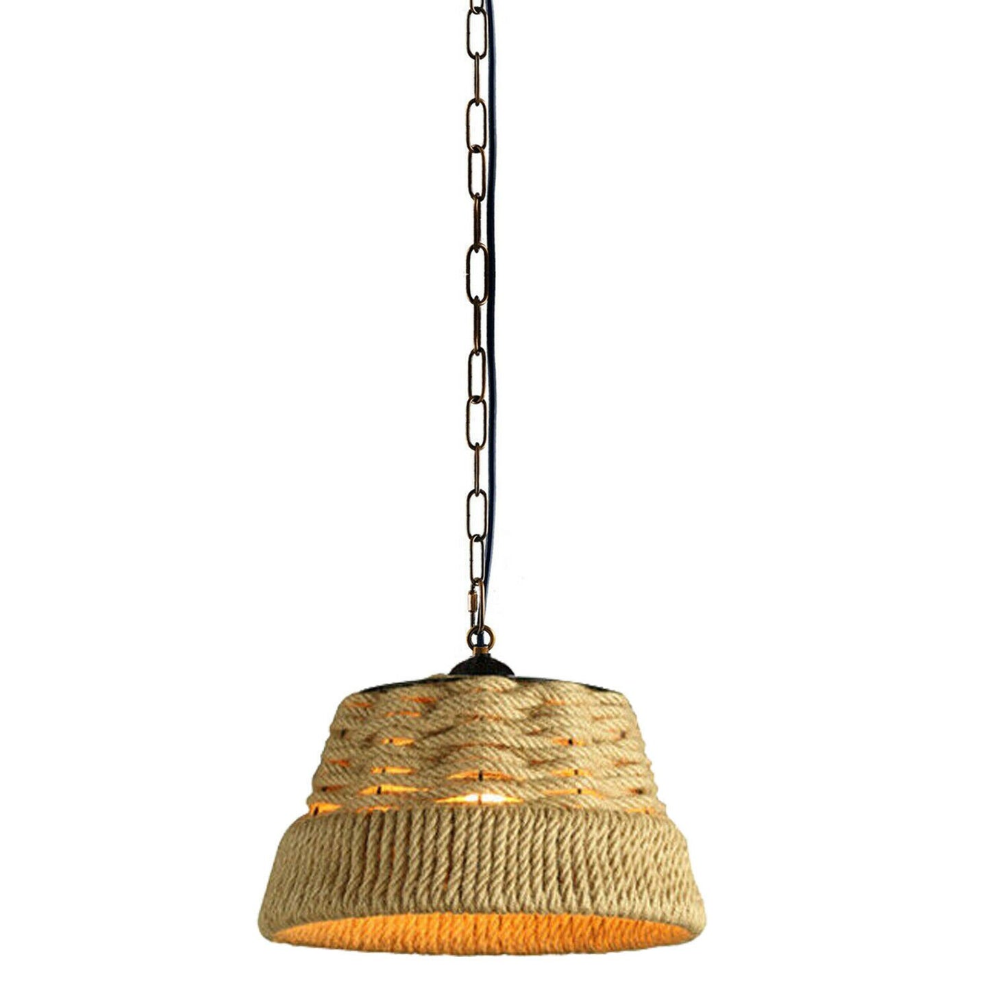 Basket Shape Ceiling Pendant Light Hemp Rope Hanging Light E27 Lamp