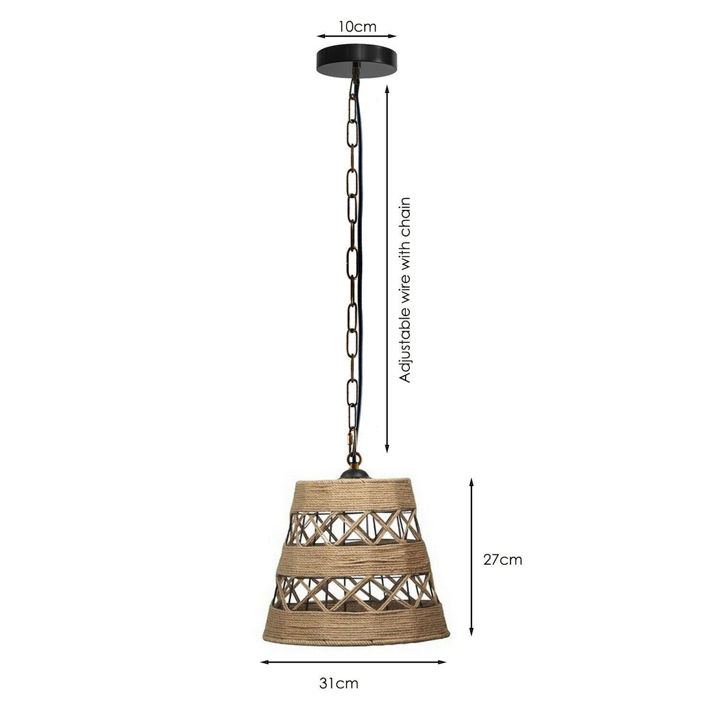 Drum Shape Ceiling Pendant Light Hemp Rope Hanging Light E27 Lamp