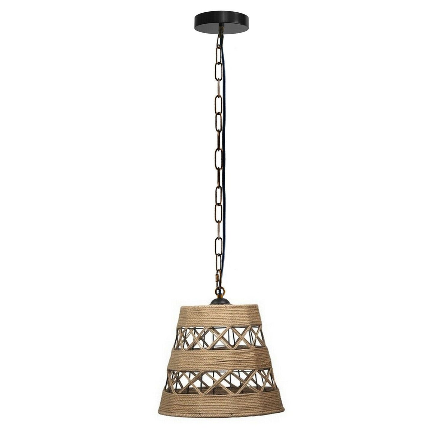 Drum Shape Ceiling Pendant Light Hemp Rope Hanging Light E27 Lamp