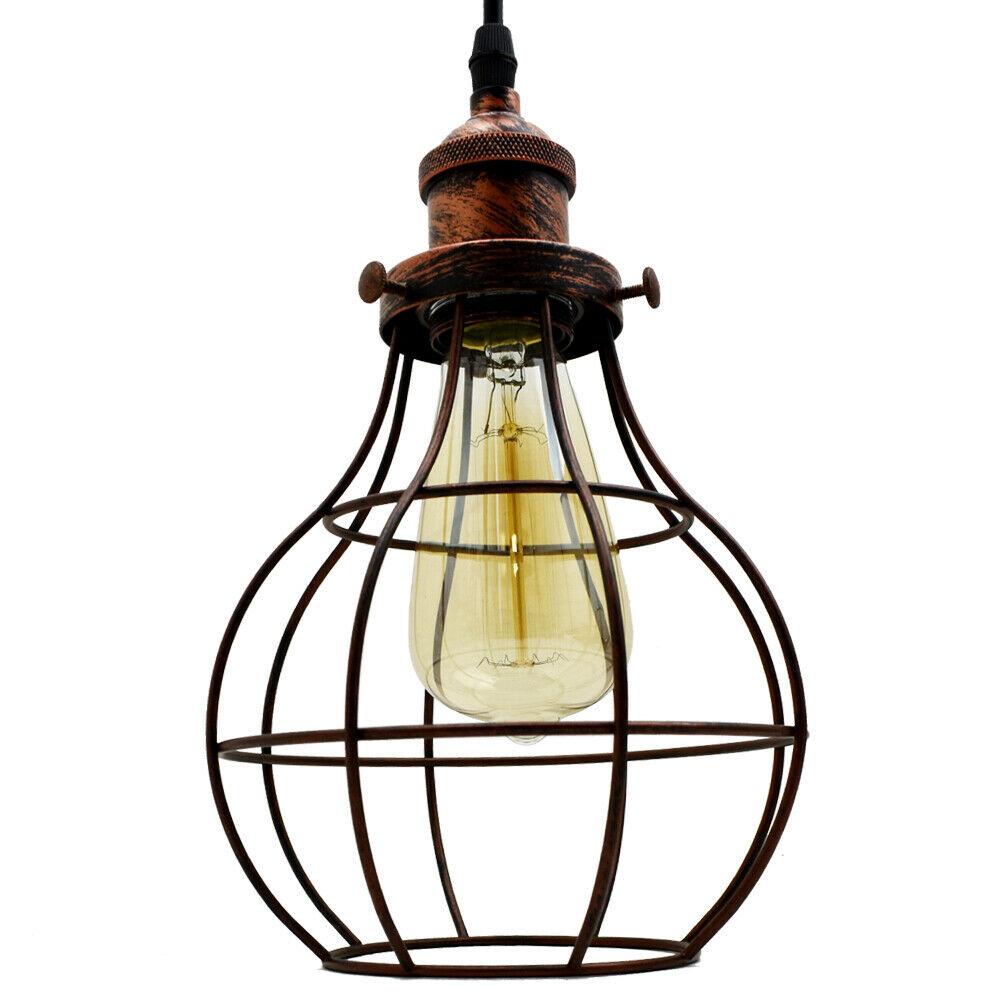 Vintage 3-Light Metal Cage Pendant