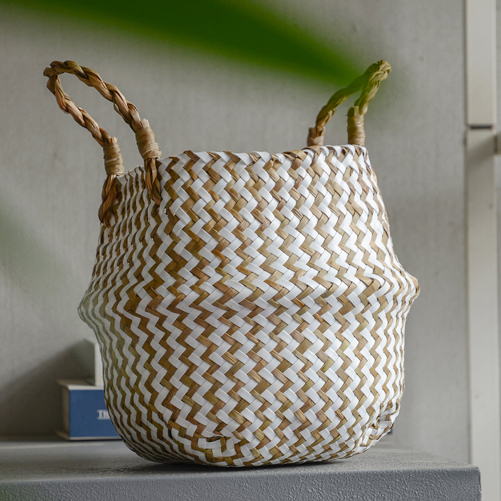 Striped Wicker Storage Baskets