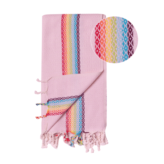 Beach Spa Turkish Hammam Towel Rainbow Pink