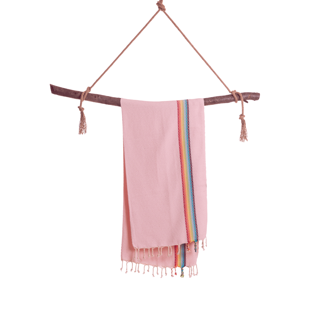 Beach Spa Turkish Hammam Towel Rainbow Pink