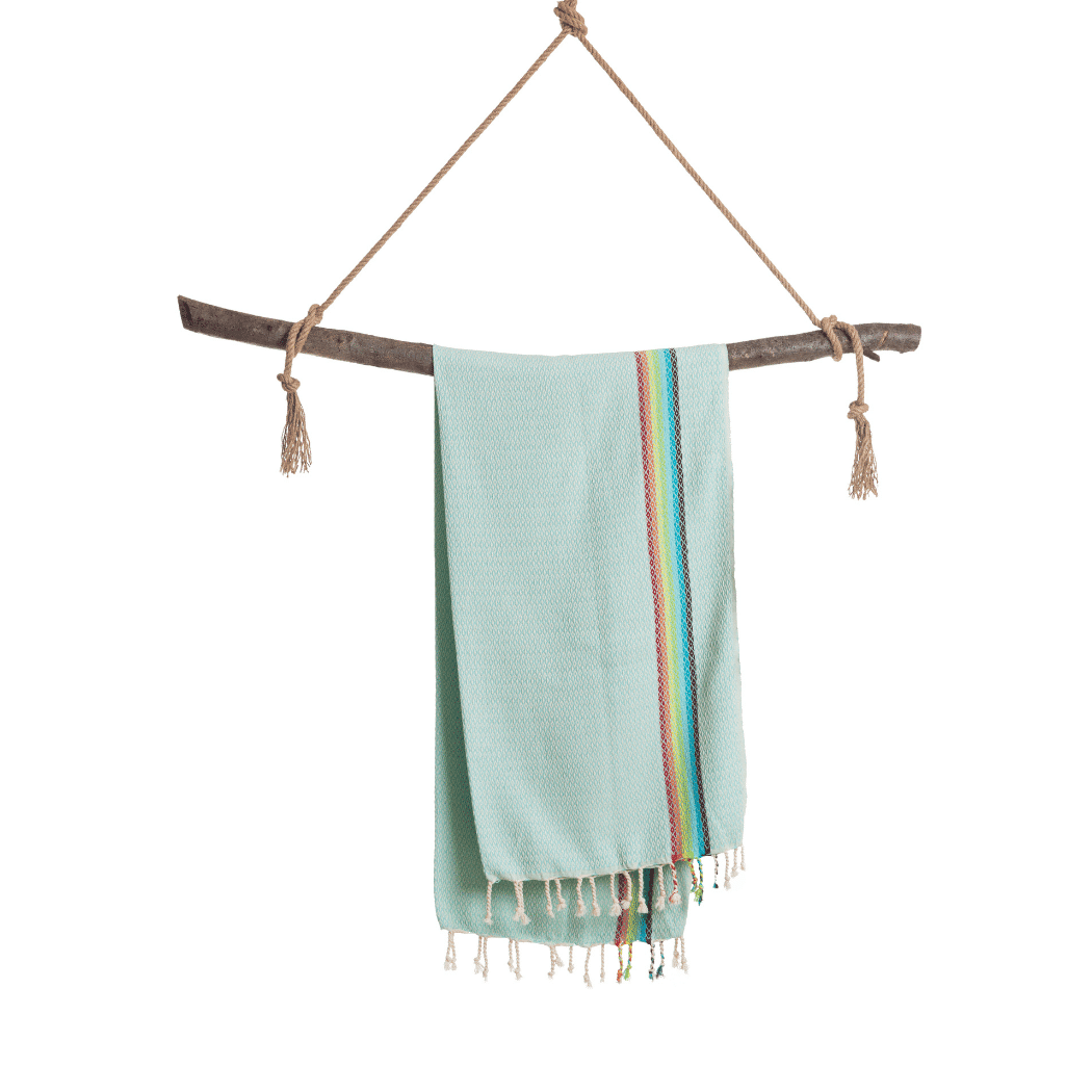 Beach Spa Turkish Hammam Towel Rainbow Mint