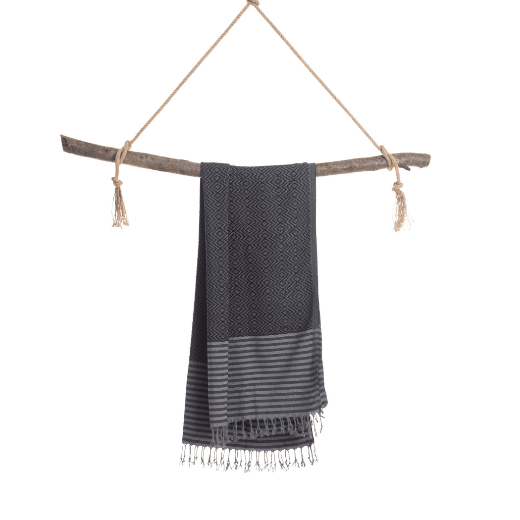 Beach Spa Turkish Hammam Towel Sahara Black