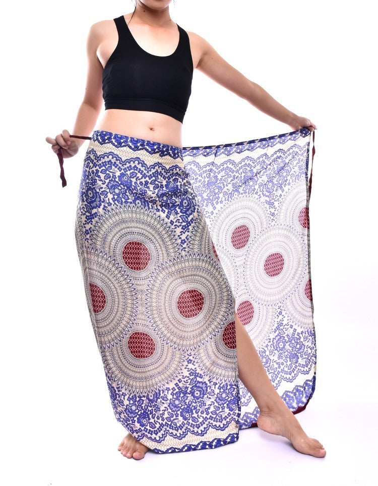 Boho Sky Blue Garden Swirl Sarong Super Soft 150cm x 110cm