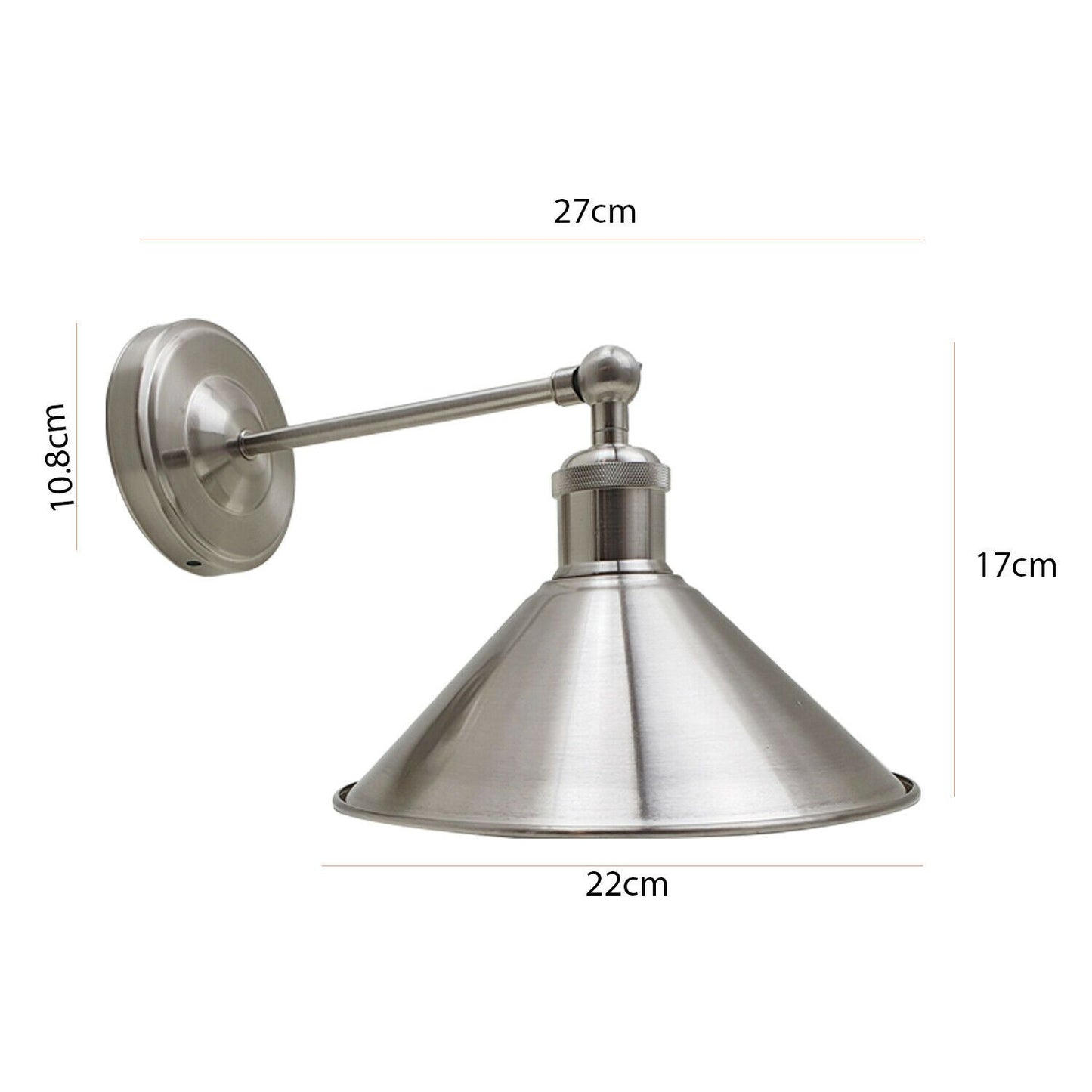 Industrial Wall Mounted Lights Satin Nickel Wall Light with Free