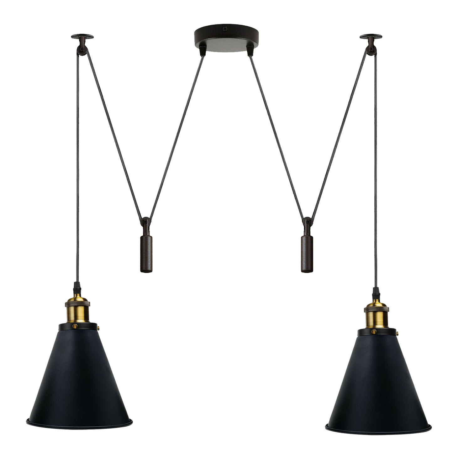 Retro Industrial Metal Cone Shape Bar Shade Black Ceiling Pendant