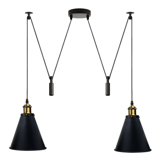 Retro Industrial Metal Cone Shape Bar Shade Black Ceiling Pendant