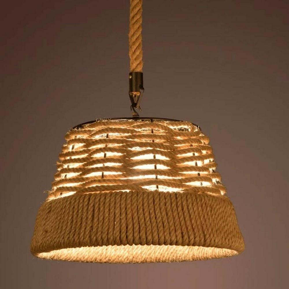 Hemp Rope Iron Industrial Light Loft Pendant Ceiling Retro Lamp