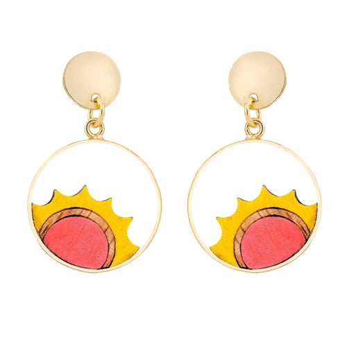Sunshine Recycled Wood Gold Plated Earrings product view