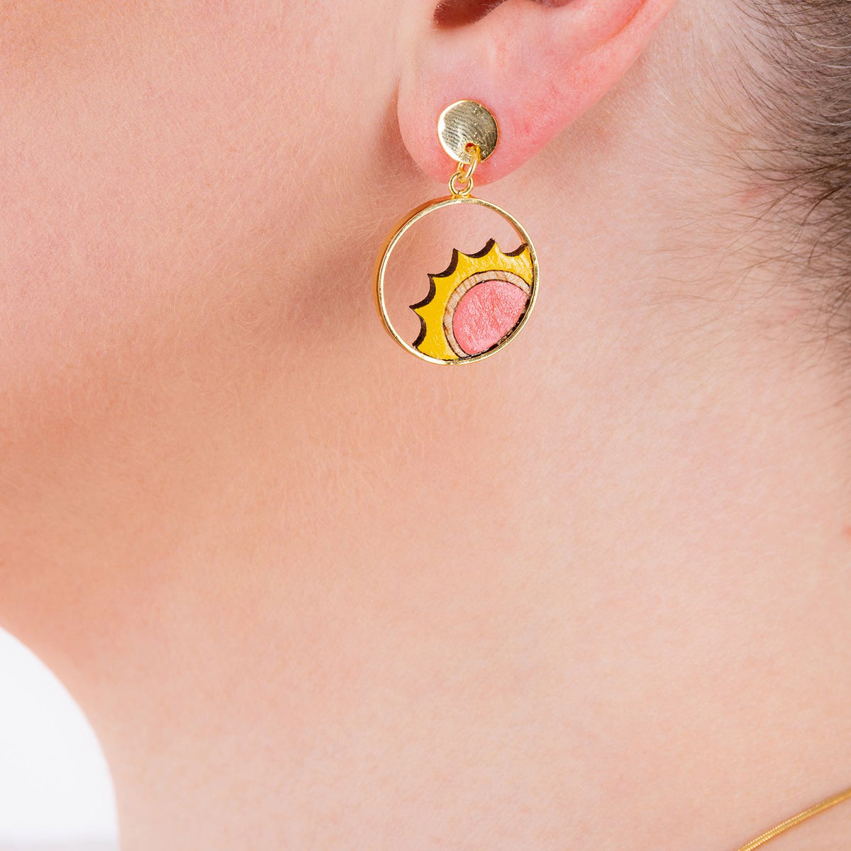 Sunshine Recycled Wood Gold Plated Earrings