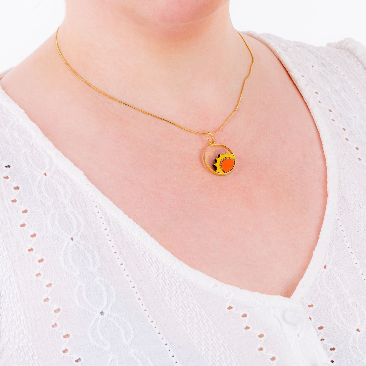 Sunshine Recycled Wood Gold Plated Necklace product view