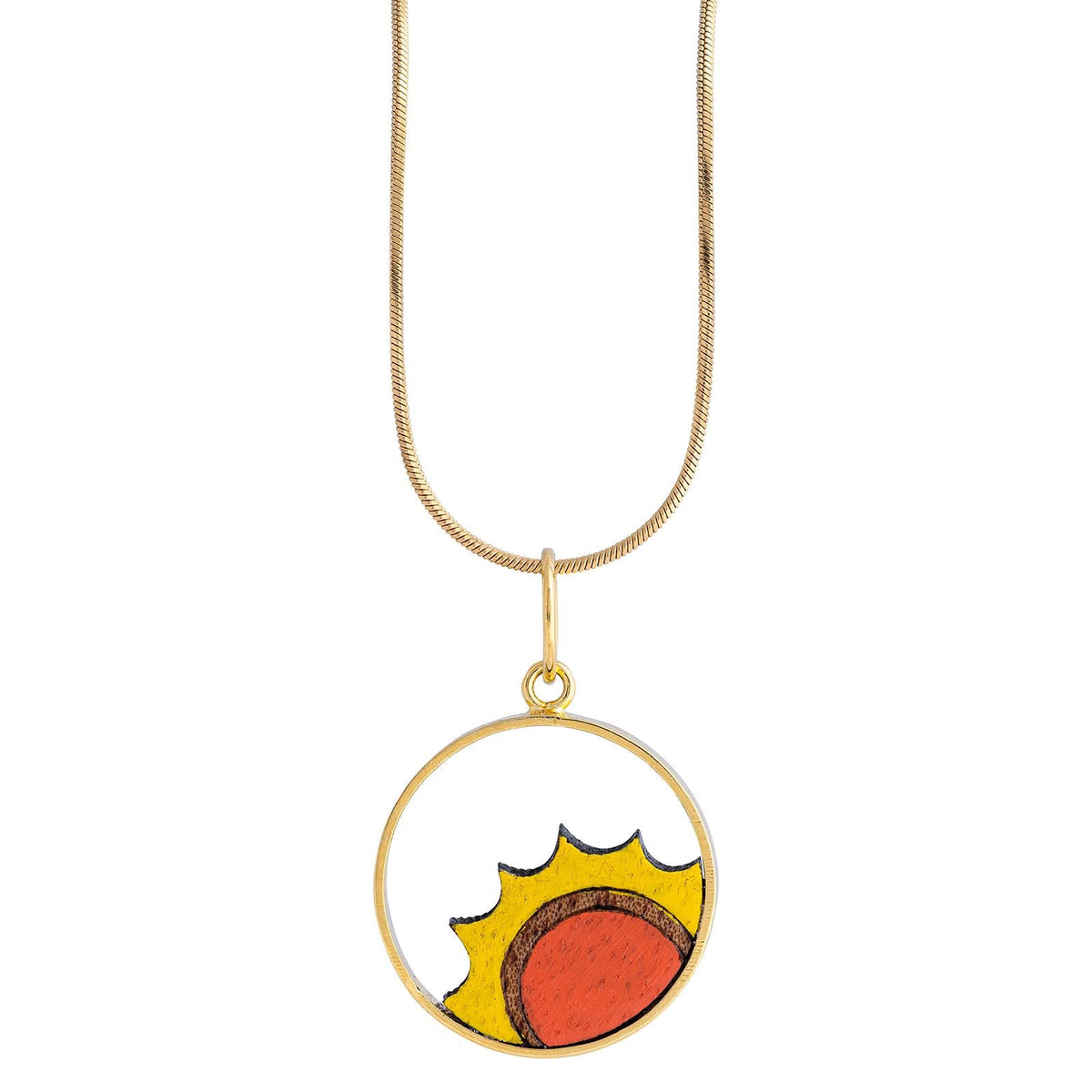 Sunshine Recycled Wood Gold Plated Necklace