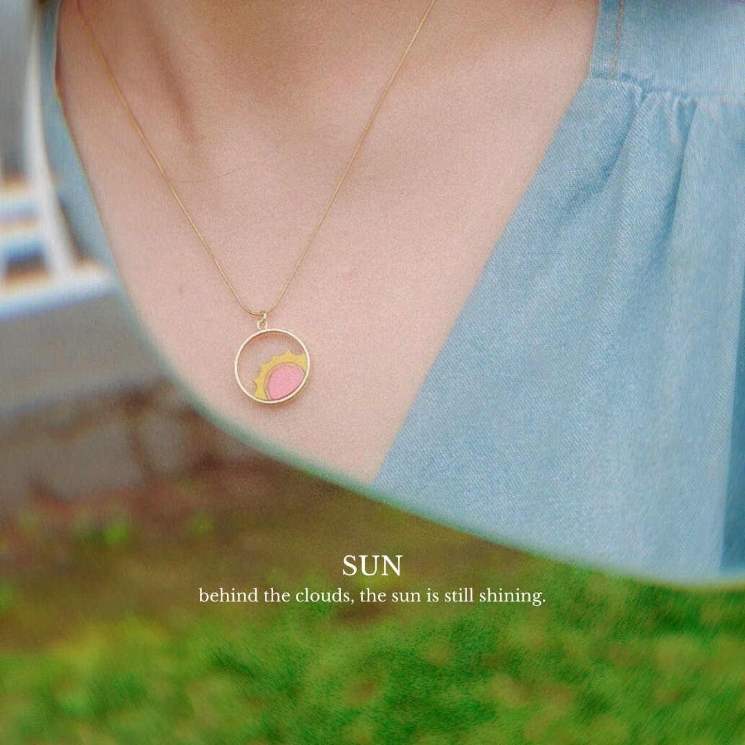 Sunshine Recycled Wood Gold Plated Necklace product view