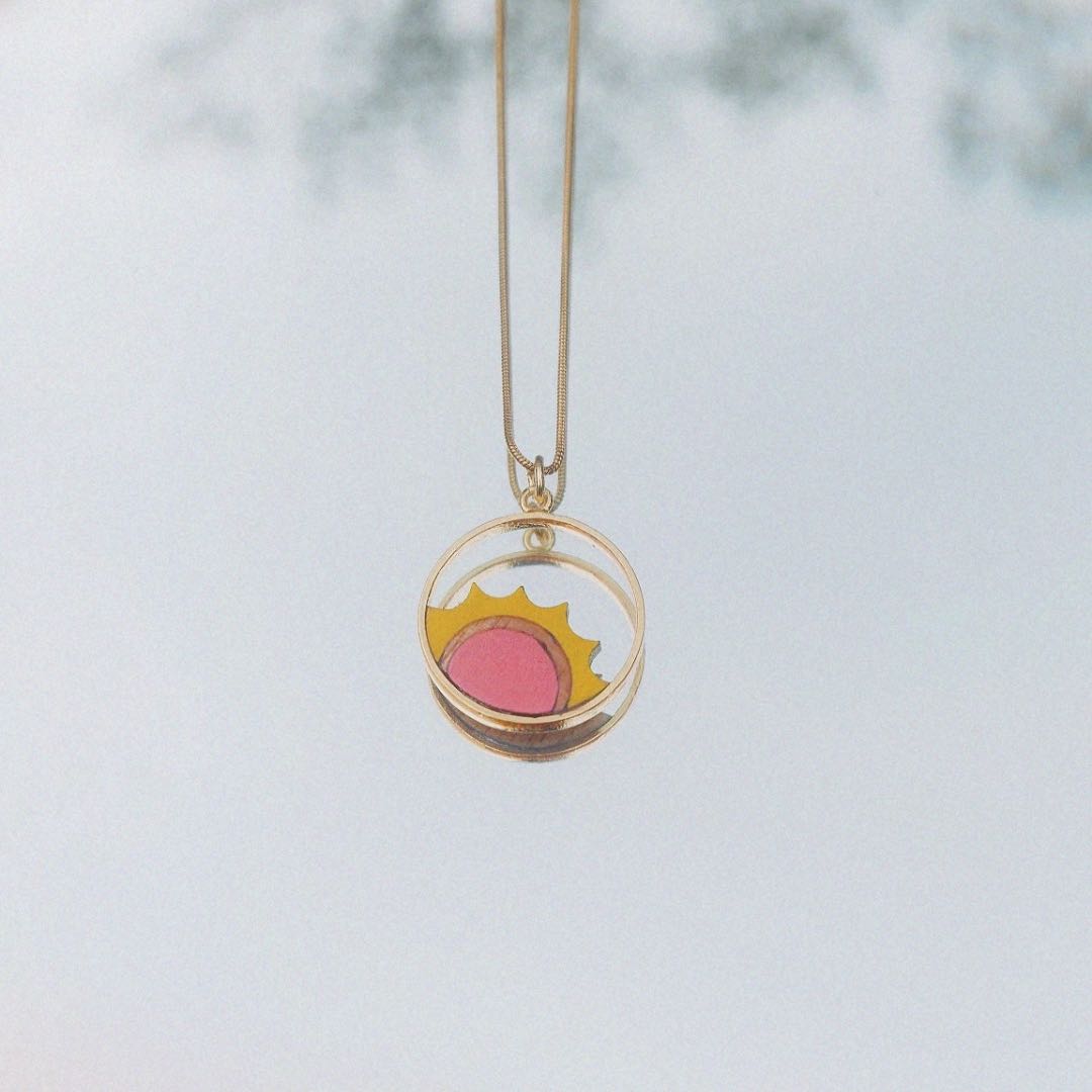 Sunshine Recycled Wood Gold Plated Necklace product view