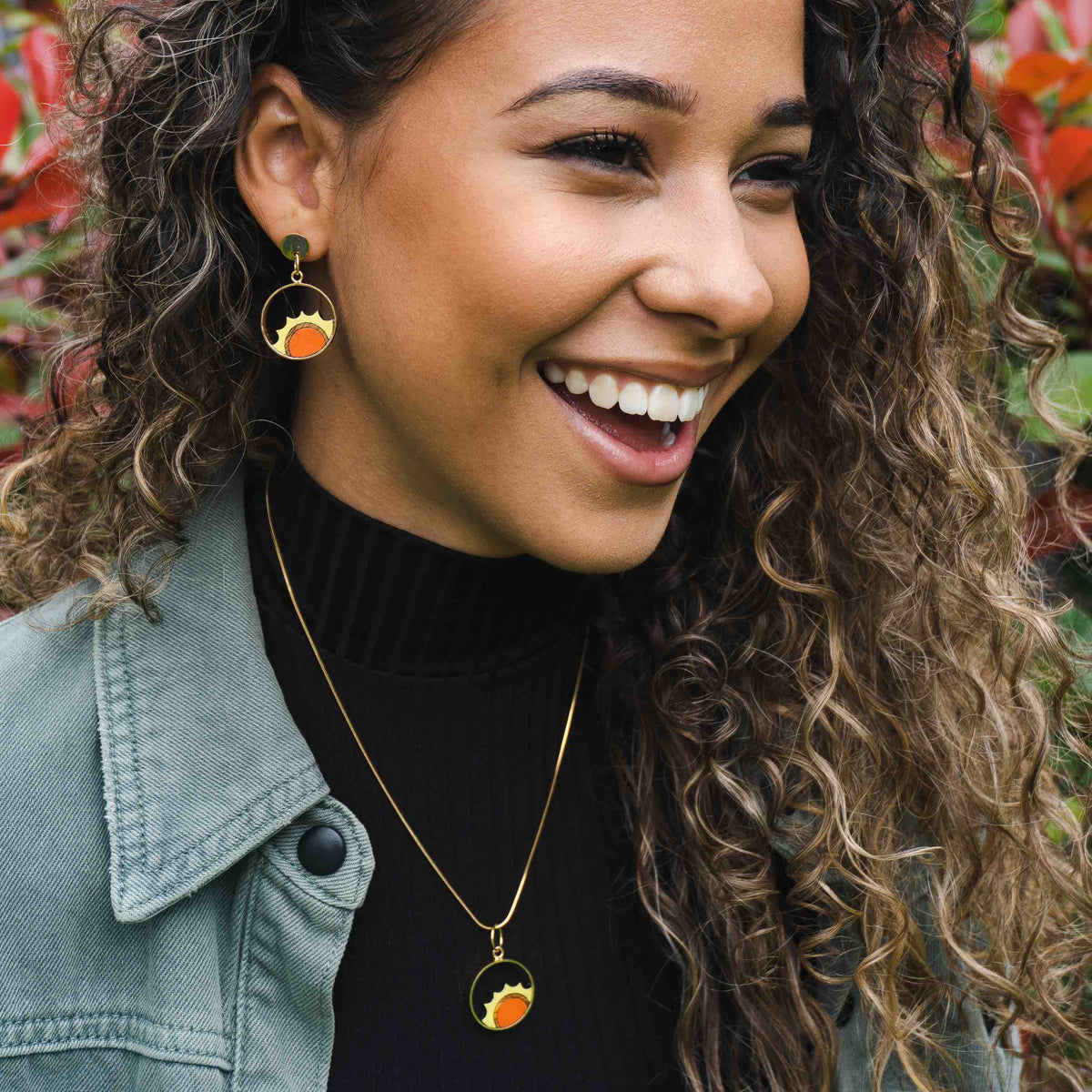 Sunshine Recycled Wood Gold Plated Necklace product view