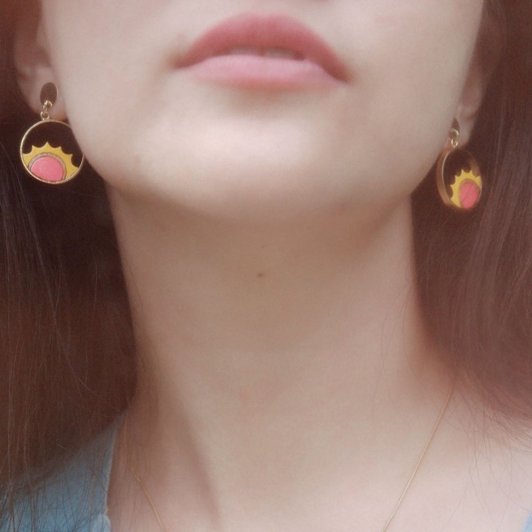 Sunshine Recycled Wood Gold Plated Earrings product view
