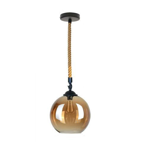 Hemp Rope Pendant with 20cm Glass Globe