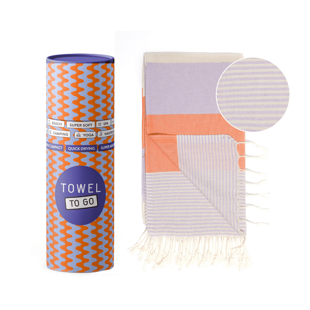 Beach Pool Hammam Towel, Orange - Purple in Gift Box