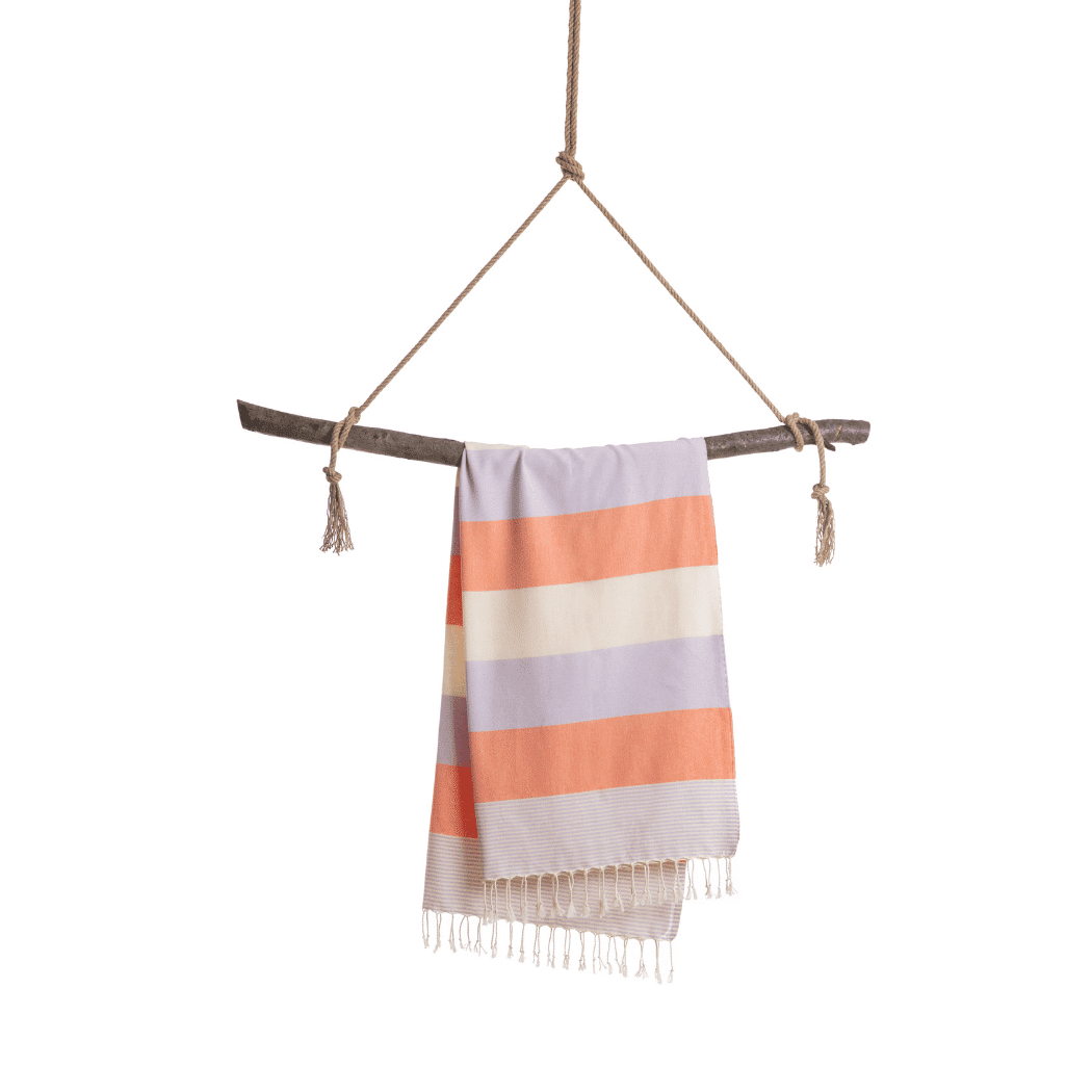 Beach Pool Hammam Towel, Orange - Purple in Gift Box